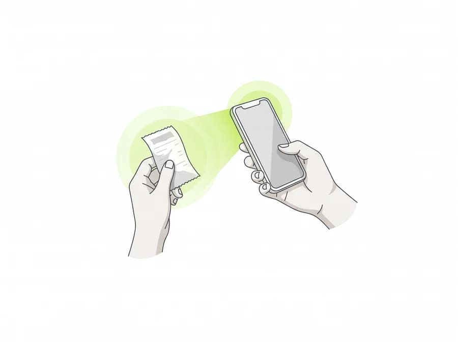 Un ticket de caisse scanné par un téléphone